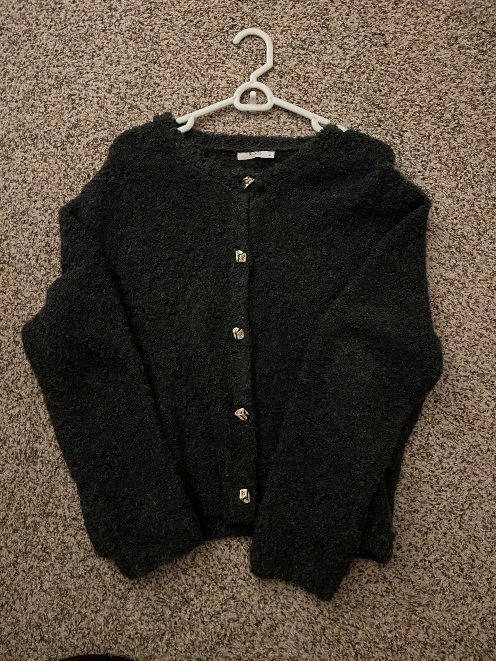 Rickie’s Dark Grey Gold Button Sweater Cardigan